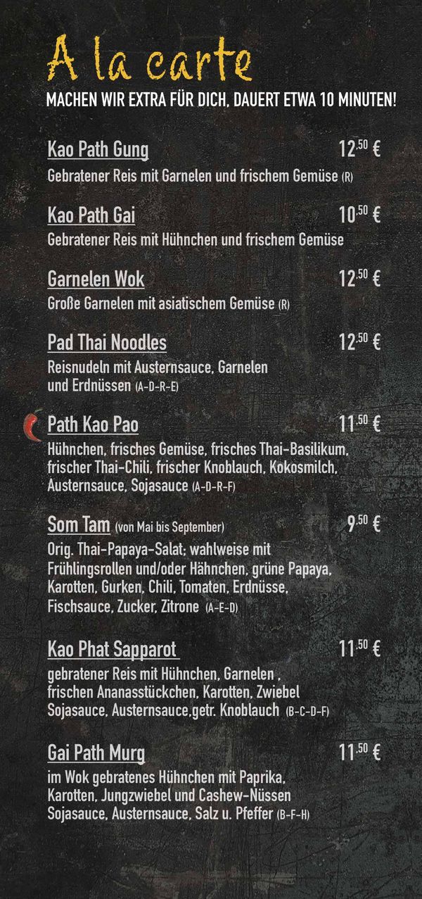 Thai Kitchen Speisekarte