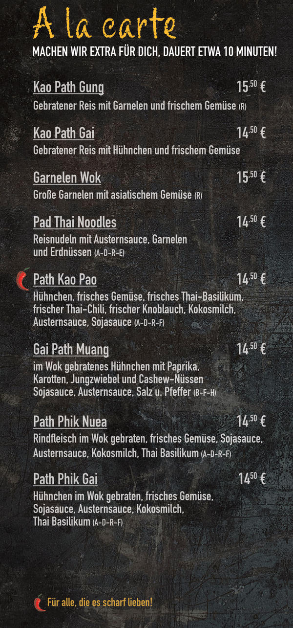 Thai Kitchen Speisekarte