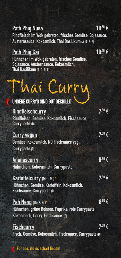 Thai Kitchen Speisekarte